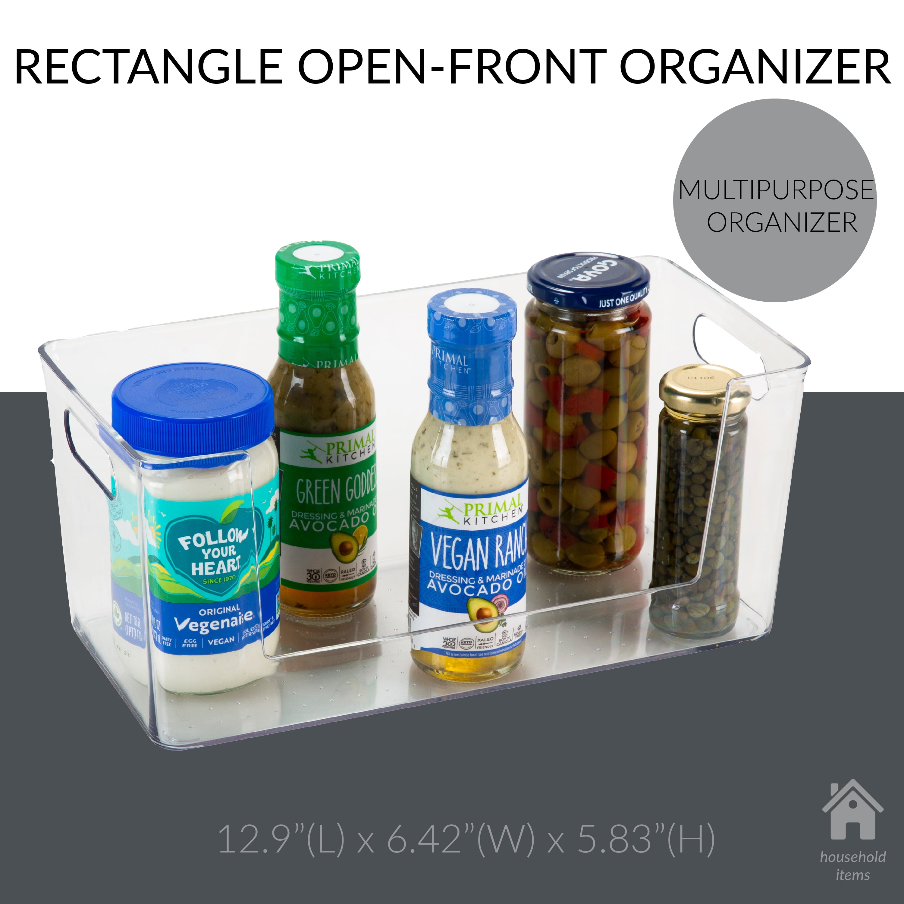 Simplify Rectangular Cabinet Organizer Basket Bin, Clear