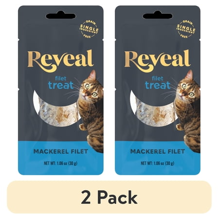 (2 pack) Reveal Pet Food Natural Cat Treats Whole Mackerel Loin 1.06oz