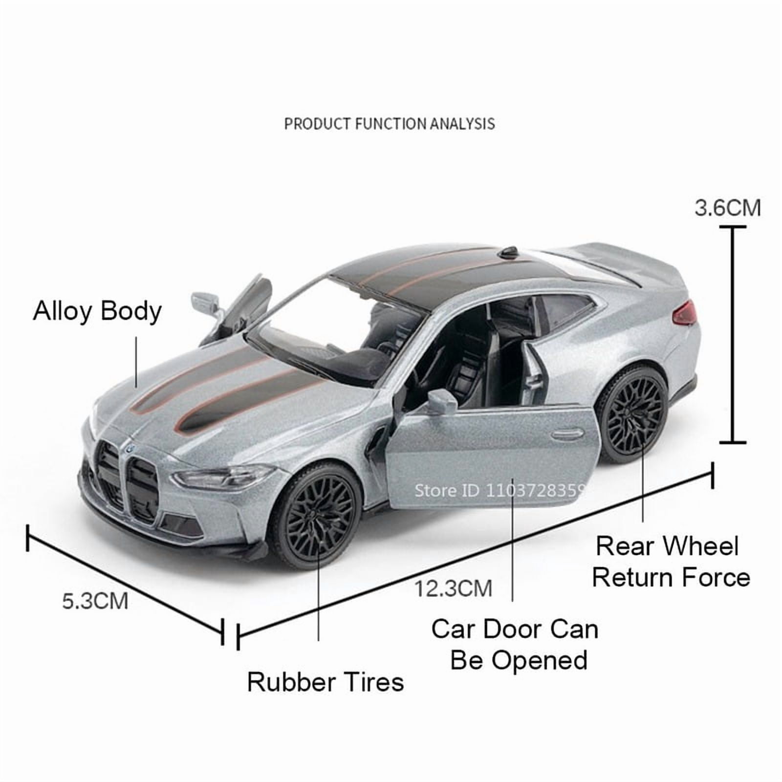 1:36  BMW M4 CSL M3 1987 Miniature Cars Alloy Diecast Doors Opened Pull Back Rubber Tires Ornament Toys for Kids Gifts