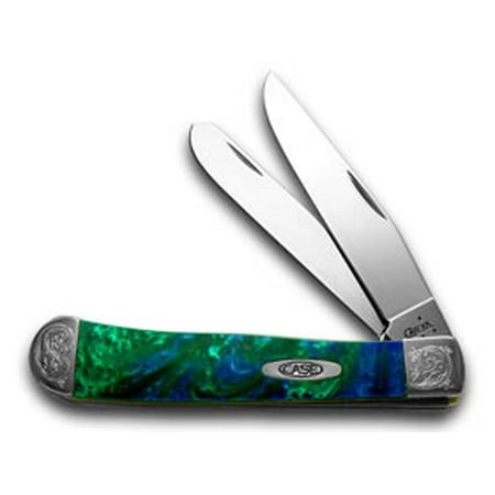 Series Pocket Knives - CASE XX Engraved Bolster Series Genuine Aquarius Corelon Trapper Pocket Knives