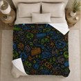 thumbnail image 5 of Retro Gaming Gamer, Playful Festive Scene, Warm Flannel Blanket for Home Library and Reading Nook with Detailed Artwork, Art Lovers Friendship Gift, Festive Home Decor, 5 of 9