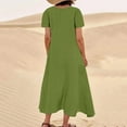 thumbnail image 3 of LOVZFMLL Summer Dresses for Women 2025 Casual Boho Maxi Sundress Swing Flowy Dress With Pockets Beach Vacation Clothes for Women Green 2XL, 3 of 5