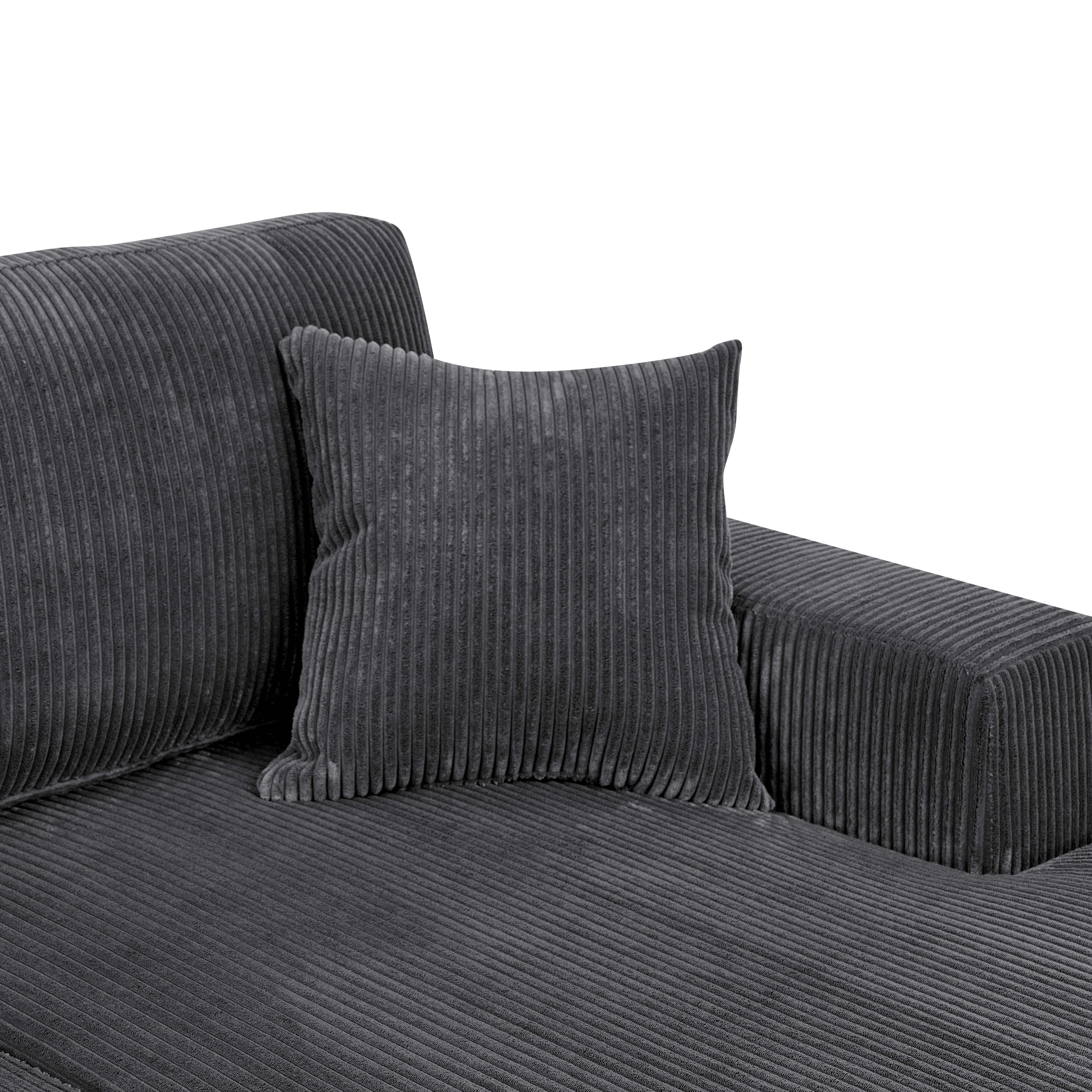Howcool 120" Modular Sectional Sofa U Shaped Cloud Couch with Double‑Chaise, 4 Seat Corduroy Sofa with Washable Removable Covers for Living Room,Gray