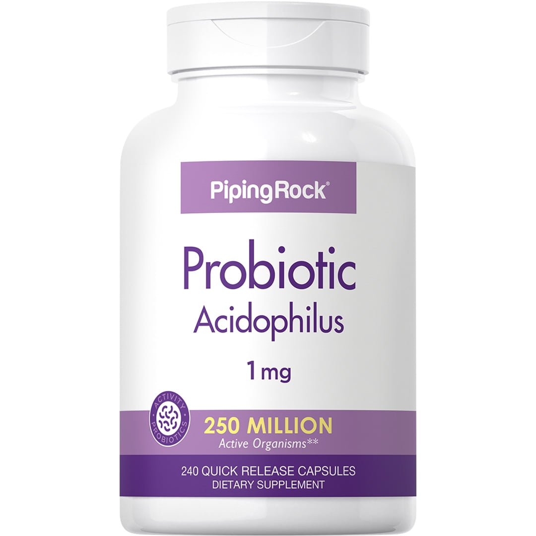 Probiotic Acidophilus | 250 Million Active Organisms | 240 Capsules for Men and Women | by Piping Rock