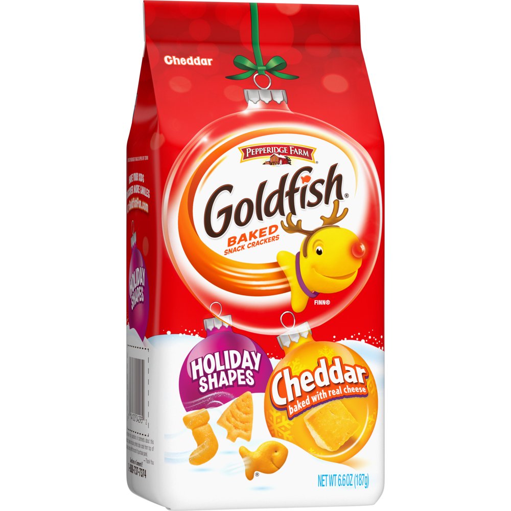 Pepperidge Farm Goldfish Holiday Shapes Cheddar Crackers, 6.6 oz. Bag