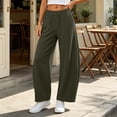 thumbnail image 6 of CFLVAEK Sweatpants Women Barrel Wide Leg Baggy Lounge Pants with Pockets Casual Elastic Waist Workout Sweat Pant Army Green L, 6 of 10