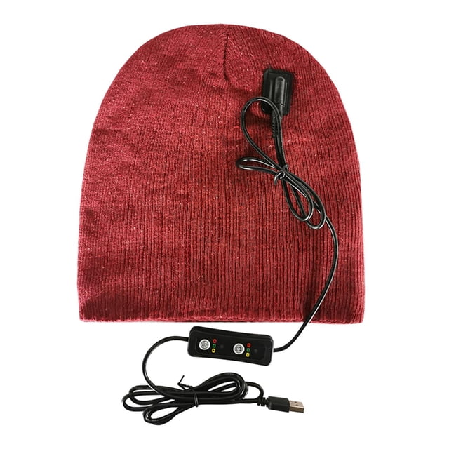 Gorro calefactable de punto suave para hombre y mujer, gorro cálido para esquiar, trabajar y pescar. rojo