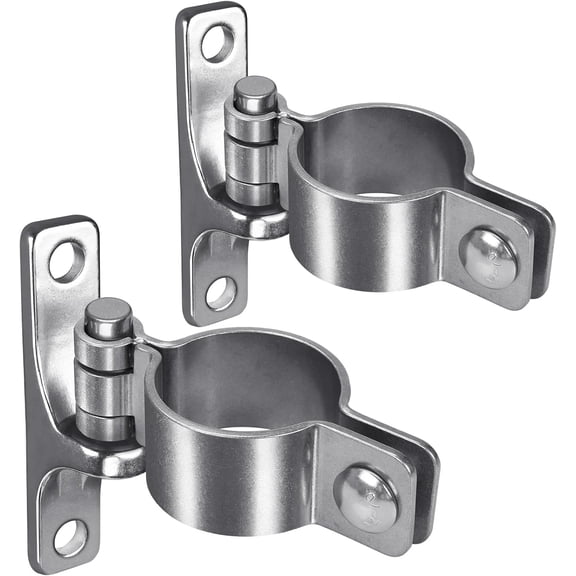 ABPETE 304 Stainless Steel Gate Hinges 2Pack, Heavy Duty 1-3/8" Pipe Hinge with 5/8" Pin, Wall Mount Anti-Rust Chain Link Fence Hinge for Barn, Farm, Sports Field