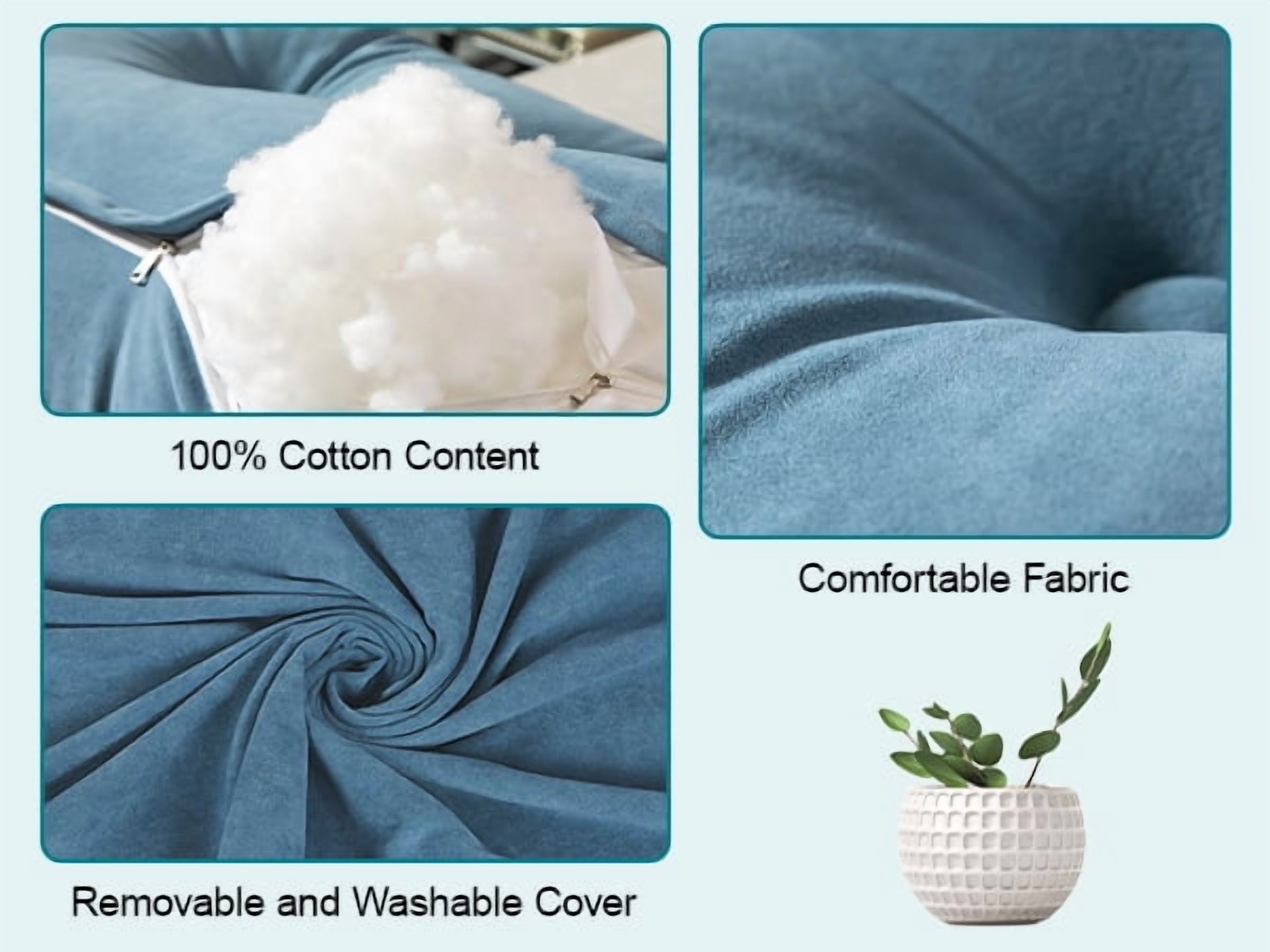 Bed Wedge Pillow for Headboard, King Triangle Headboard Pillow,Blue
