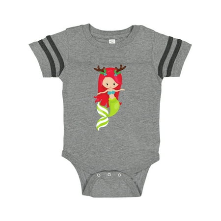 

Inktastic Christmas Mermaid Mermaid With Antlers Mistletoe Gift Baby Girl Bodysuit