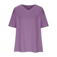 thumbnail image 5 of cfhntfmh Summer Tops for Women Comfy V Neck Solid Color Oversized Shirts Loose Casual Half Sleeve Vacation T-Shirts, 5 of 6