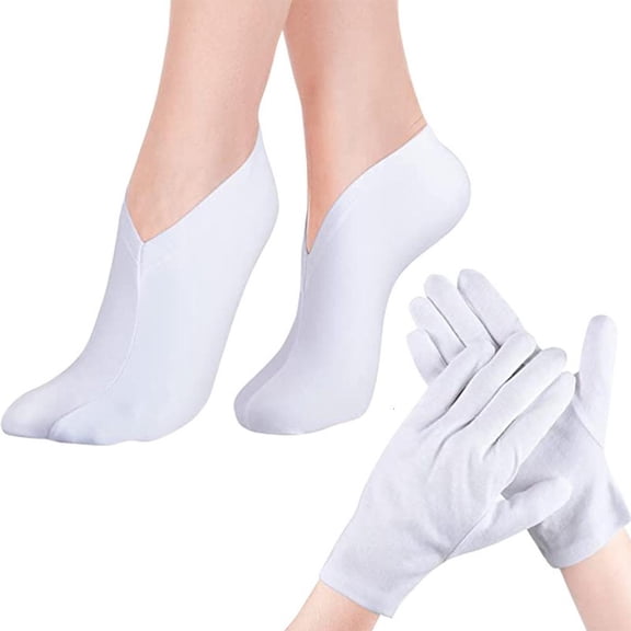 Lerpwige Beauty Cotton Gloves and Socks Set for SPA,Eczema,Dry Hands,Dry Cracked Feet