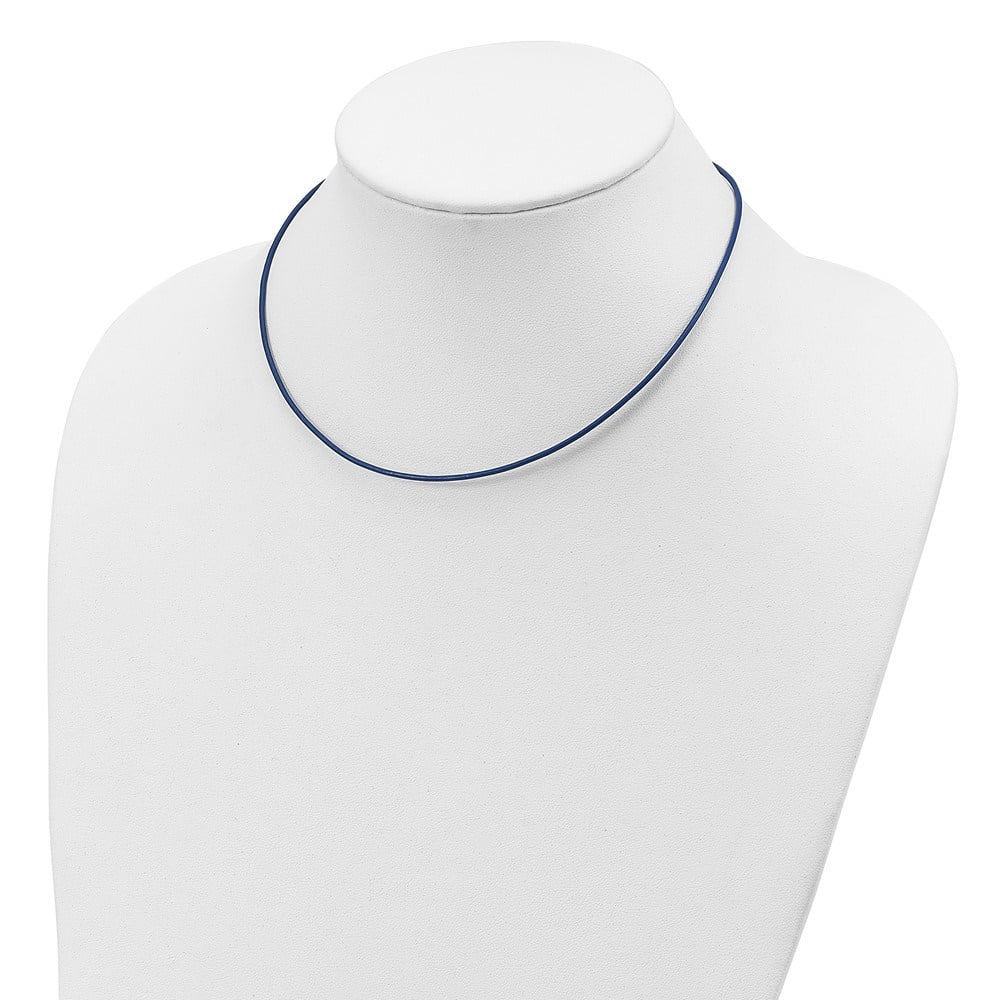 Auriga Fine Jewelry 925 Sterling Silver 1.5 mm Royal Blue Leather Cord Necklace for Women 18"