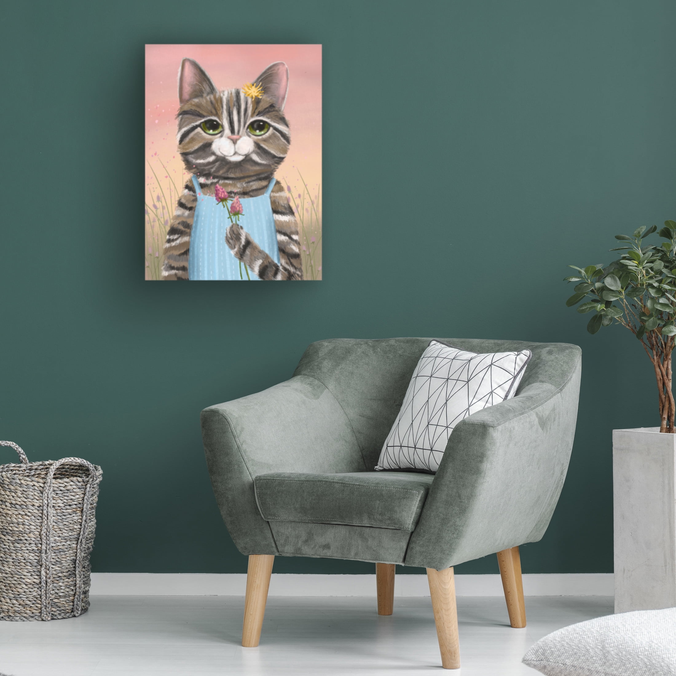 Canvas Wall Art - Christine Rotolo 'Wildflower Cats 1' Wall Art for Living Room, Bedroom, or Office Décor by Trademark Fine Art - 24 x 32 Inches