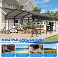 thumbnail image 3 of MELLCOM Metal Carport 12'x20' Heavy Duty,Outdoor Carport Garage with Galvanized Steel Roof & Base for Car, Truck and Boat, 3 of 7
