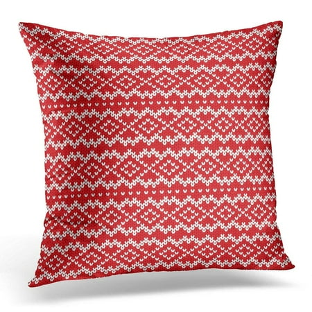 Arhome Nordic Knitted Sweater Geometric Design Knit Winter Red