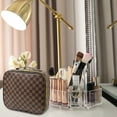 thumbnail image 3 of LUXOURIA Makeup Bag for Women Large Cosmetic Bag Leather Train Case Professional Makeup Case Cute Travel Makeup Organizer with Brush Section & Removable Dividers, 3 of 6