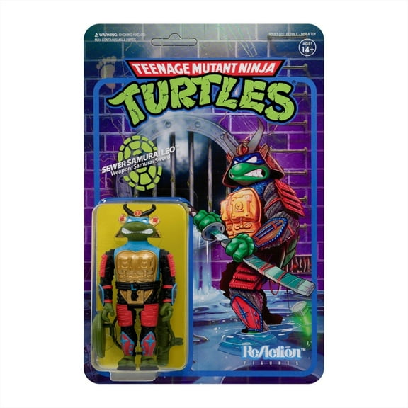 Super7 Teenage Mutant Ninja Turtles Samurai Leonardo Reaction Figure 3.75"