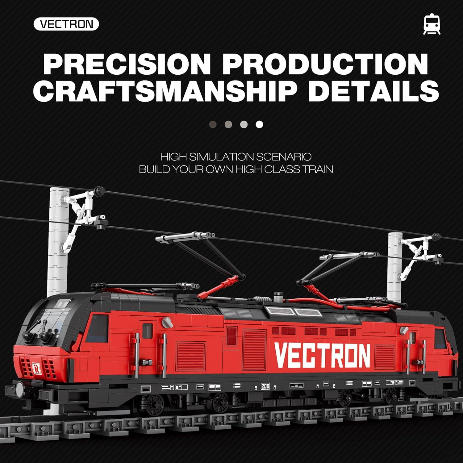 Reobrix 66019 Vectron Locomotive Building Blocks Set, Train Model Building Kit with Train Tracks, Train Toy for Teens 14+ and Adults, 1757 PCS