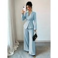 thumbnail image 6 of Women'S Elegant 2-Piece Outfit, Long Sleeve Blazer & Straight-Leg Pants Set Blue S, 6 of 8