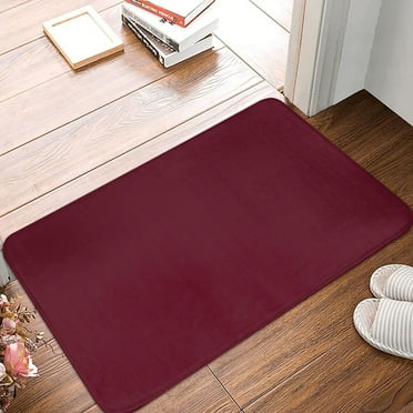 Front Door Mat Indoor Outdoor Outside Entrance - 16*24in Washable Maroon -Thin Bathroom Rugs Fit Under Door, Kitchen Rugs Mats for Floor, Bath Rugs for Bathroom