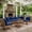 7PCS-Beige Frame/Blue Cushion, variant on MOLIBYME 7 Pcs Outdoor Patio Furniture Set, Modular Outdoor Sectional Wicker Conversation Set, Rattan Sofa Set with Glass Table and Washable Cushion Covers, Blue Cushion