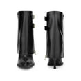 thumbnail image 2 of BLISSFUL STEP Women's Boots Mid-Calf Stiletto Heel Pointed Toe Buckle Zip Faux Leather Boots Black 6, 2 of 7