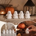 thumbnail image 4 of Mini White Ghost Figurines, 4 Pack Resin Statues with Different Funny Expressions & Compact Shapes, Halloween Tabletop Decorations for Tiered Tray, Shelf, Desk, Mantel & Party Displays, 4 of 7