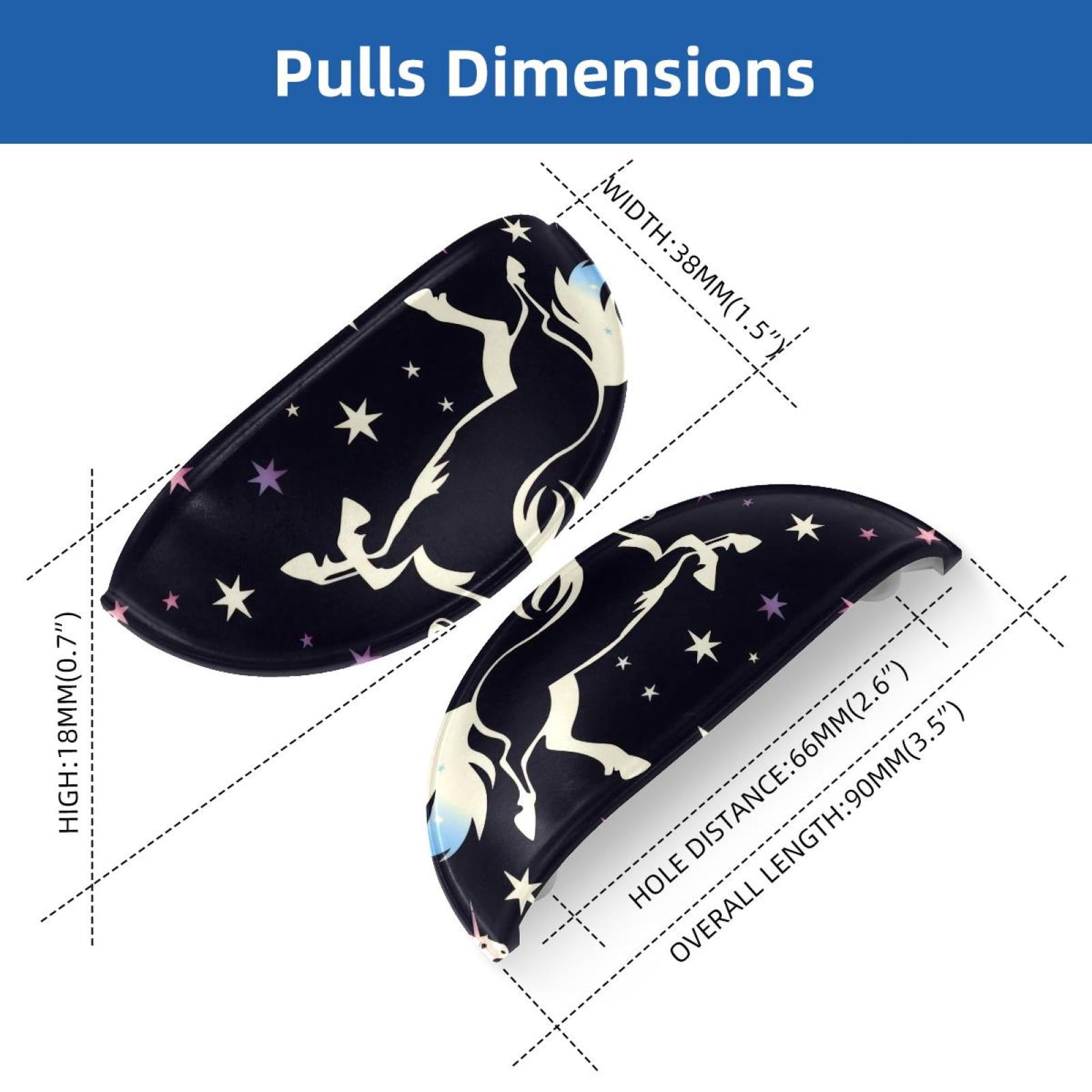 PhooArto 6 Pcs Cup Drawer Pulls, Unicorn Silhouette Stars Shell Shape Handles Cabinet Knobs for Dresser Cupboard Closet Wardrobe with Screws