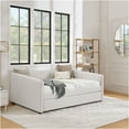 thumbnail image 6 of JERFIT Full Size Daybed with Trundle Upholstered Sofa Bed with Vertical Stripes Linen Fabric, 6 of 7