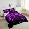thumbnail image 3 of Castle Fairy Video Game 3pcs King Size Comforter Sets,Black Purple Bedding Comforter Set,Geometric Theme Super Cozy Bedding Set,Ultra Soft Abstract Home Decor,Reversible, 3 of 8