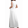 thumbnail image 3 of 2025 Women Summer Round Neck Casual Loose Split Wrinkle-Free Long Maxi Vacation Dress with Pockets, 3 of 9