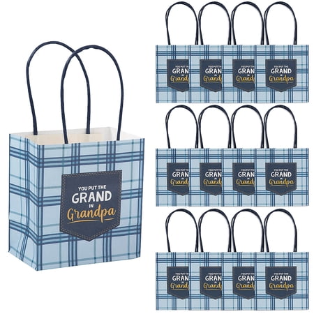 4 1/2" x 4 3/4" Small You Put the Grand in Grandfather Paper Gift Bags 12 Pieces