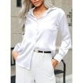 thumbnail image 6 of Zeagoo Silk Shirt for Women Smooth Satin Long Sleeve V Neck Casual Office Work Blouse Tunic Tops, 6 of 7