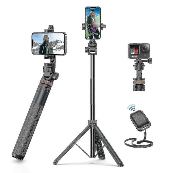 2023-62" Phone Tripod, Eucos Selfie Stick Tripod With Remote, Upgraded Iphone Tripod Stand & Travel Tripod, Solidest Cell Phone Tripod Compatible With