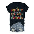 thumbnail image 4 of TSADFHJI Hauts de Sport pour Femmes Plus Décontracté Ample Col Rond Imprimé de Noël Manches Courtes Tee Festif Vacances TTG Noir, 4 of 4