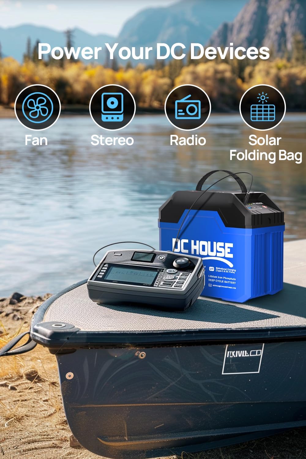 DC HOUSE 12V 50Ah Lithium Battery for Trolling Motor, Built-in 80A BMS, Deep Cycle Up to 4000 Times, Replace Trolling Motor Box with DC & TypeC Ports, for Outdoor, RV, Boat, Camping