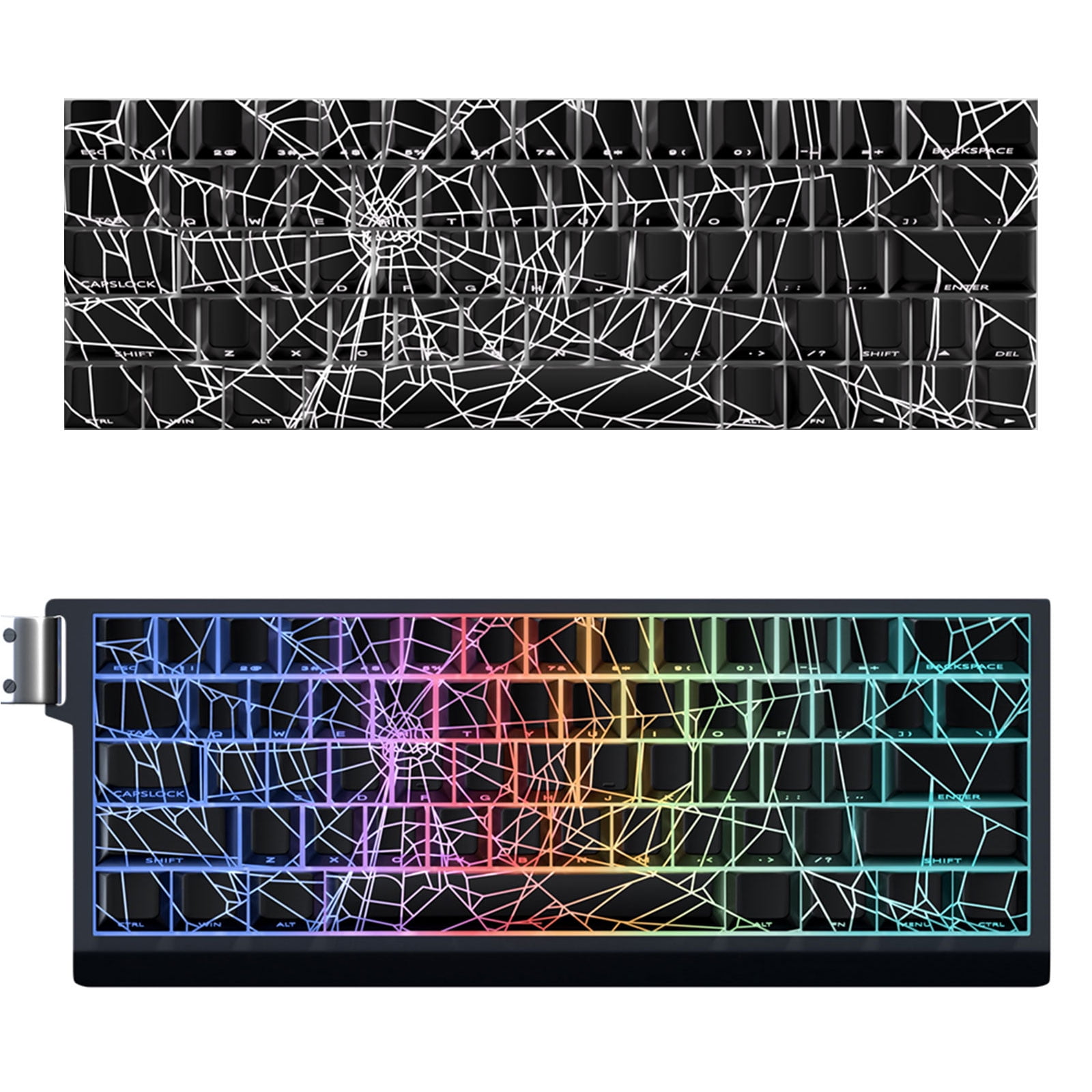 Spiders Web Keycap Set Original PBTs 64/74Keys Side Engraveds Translucents Keycaps for Gaming Mechanical Keyboards