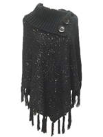 black turtleneck poncho sweater