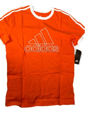Adidas Big Boys 3 Stripes Graphic Logo Jersey T-Shirt Orange photo 2