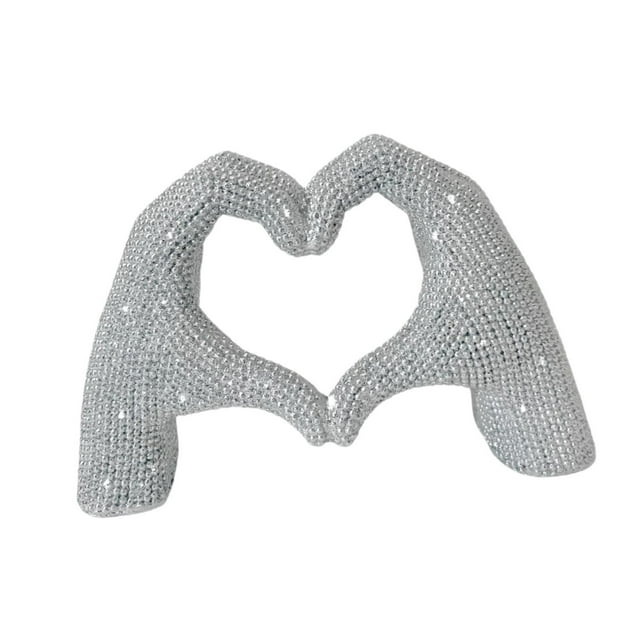Escultura de mano de corazón Adorno de escritorio Artesanía fina Centro de mesa Corazón Plata L