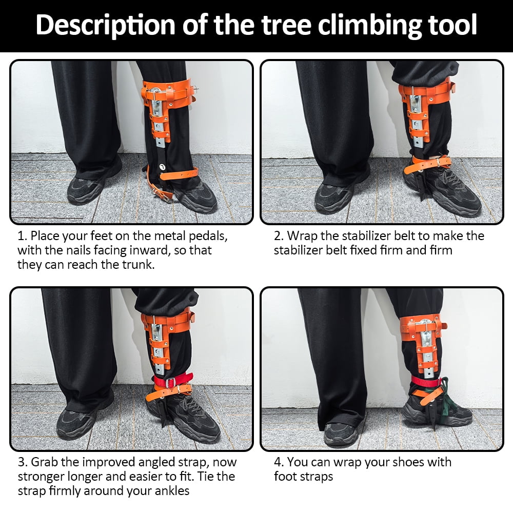 Tree Climbing Gear，Tree Climbing Spikes, Tree Climbing Gear with Adjustable Climbing Straps and Steel Core Flip Line, Rock Climbing Kit with Triple Lock Lanyard Adjuster