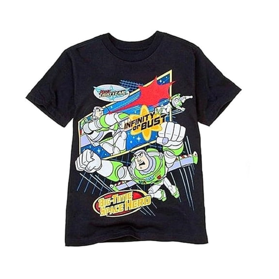 Disney Buzz Lightyear "Infinity or Bust" Toddler Boys Black T-Shirt (2T)