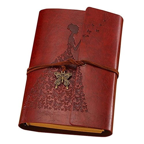 Maleden Vintage Spiral Bound Notebook and Leather Journal (A6, Red Brown)