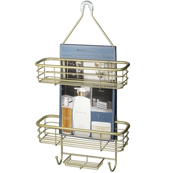 Moorefield 3-Tier Hanging Shower Caddy with Suction Cups, Non-Slip Neck, Bathroom Organizer, Gold