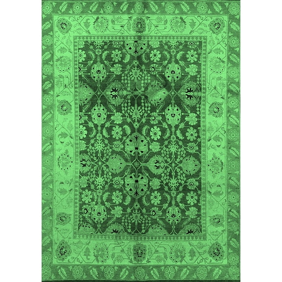 Ahgly Company Indoor Rectangle Oriental Emerald Green Traditional Area Rugs, 2' x 3'