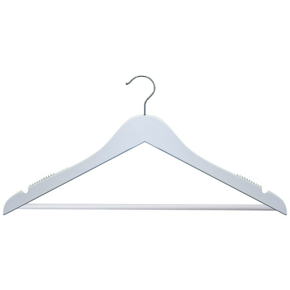 NAHANCO Wooden Suit Hanger with Bar, 17" - High Gloss White, 100/CTN