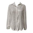 thumbnail image 5 of TUOYUAN Womens Plus Size Sequined Blouse Lapel Long Sleeve Sparkly Shirt Jacket Going Out Top Fall Winter,Gold,SIZE:XXXL, 5 of 5