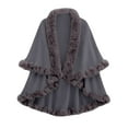 thumbnail image 1 of Birdeem Women's Winter Shawl Cape Jacket, Solid Color Warm, Belt Decorative Ball Design, 1 of 5