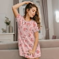 thumbnail image 6 of Bixox Fox Pattern Women's Nightgown, Soft & Breathable Sleepwear, Round Neck Knee-Length Pajama Dress,Loungewear for Home & Sleep, 6 of 7